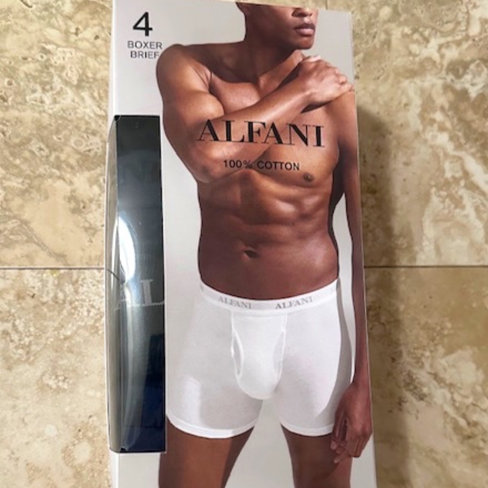 Alfani Men's Cotton Boxer Briefs - 4 Pack Black/Navy Combo-NWT